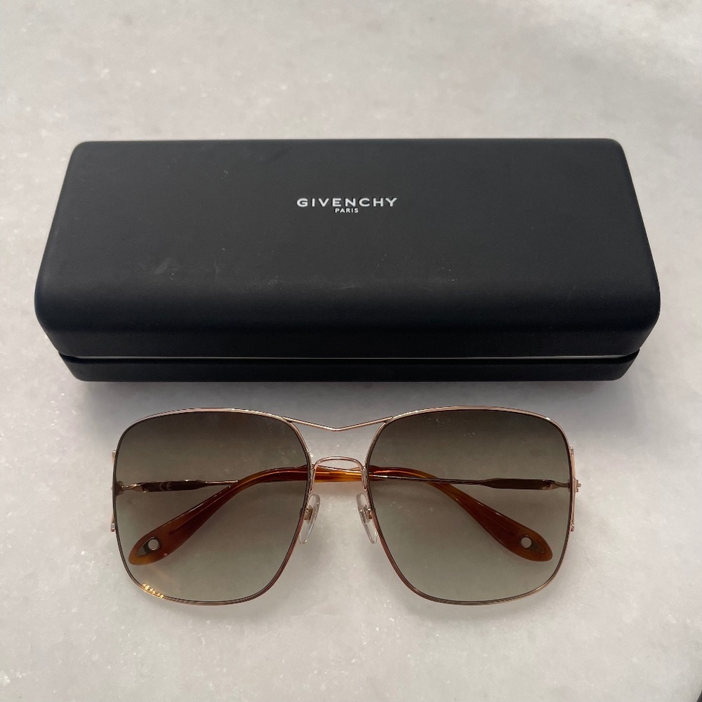 Givenchy Gold Frame Sunglasses with Brown Gradient Lens